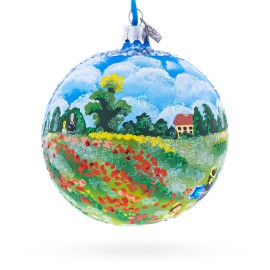 BESTPYSANKY Wild Poppies Painting Glass Ball Christmas Ornament 4 Inches