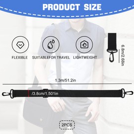 Shoulder Strap Bag Strap Replacement Adjustable Nylon Shoulder Strap with Hooks 35mm Wide, 75–135cm Length Non-Slip, Comfortable, Durable, For Messenger Bags, Laptop Bags, Travel Use