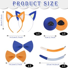 KMLGY 8 PCS Cute Dog Costume Set - Dog Ears Headbands Bowtie Nose and Tails, Lovely Blue and Orange Dog Hairbands Plush Dog Ears Headbands for Birthday Party Party Dress Up