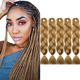 Tess Jumbo Braids, Hair Extensions, 60 cm, Kanekalon Synthetic Hair for Braiding, Box Braids, 100 g/Bundle, Pack of 5, Honey Blonde
