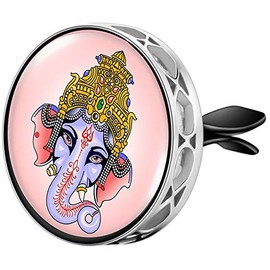 Wild Essentials Enamel Finish Ganesha Aromatherapy Car Air Freshener Essential Oil Car Vent Diffuser with Vent Clip and 8 Color Refill Pads