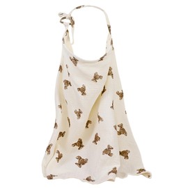 Hsrag White Bear Print Muslin Breastfeeding Cover - 360° Breathable Nursing Privacy Apron for Stroller