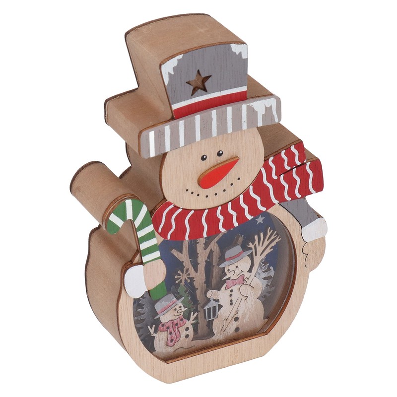 Luminous Christmas Ornament LED Light Emitting Wooden Christmas Decorations Ornaments