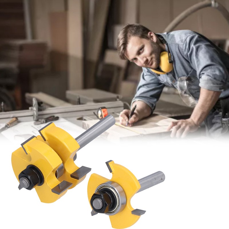 Tongue Groove Router Bit Set Adjustable T Shape 3 Teeth
