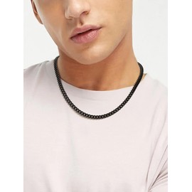 Curb Chain Necklace Stainless Steel Flat Snake Link Chains Rocky Tough Man Jewelry Black