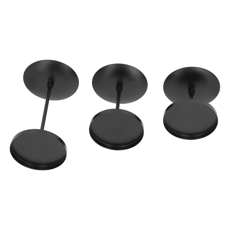 3pcs Pillar Candle Holder Black Double Sided Black Piano Paint