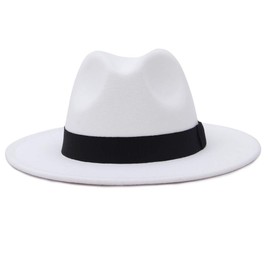 GEMVIE Men's Hat, Folded Hat, Felt Hat, Solid, Wide Brim Hat, Gentlemen's Hat, Formal, Soft Hat, Casual, All Seasons, white, 59 cm