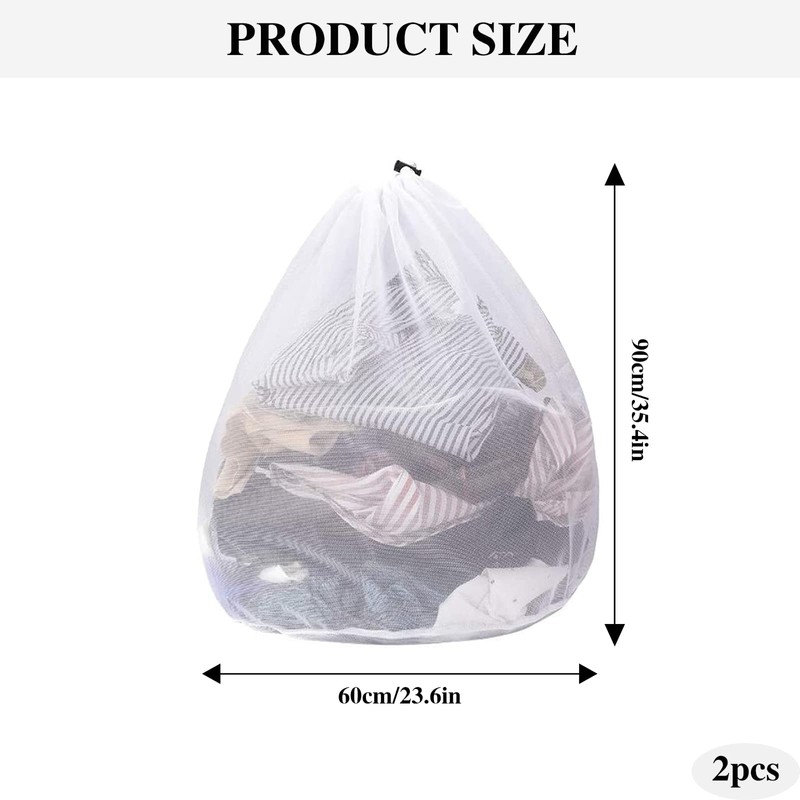 MEDILOE 2 Pcs Drawstring Laundry Bag, 60 x 90 cm