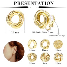 MILACOLATO 6 Pairs Clip On Earrings Cubic Zirconia Pearl Knot Twist Clip On Earrings Not Pierced for Women Girls Clip Earrings Set, Brass