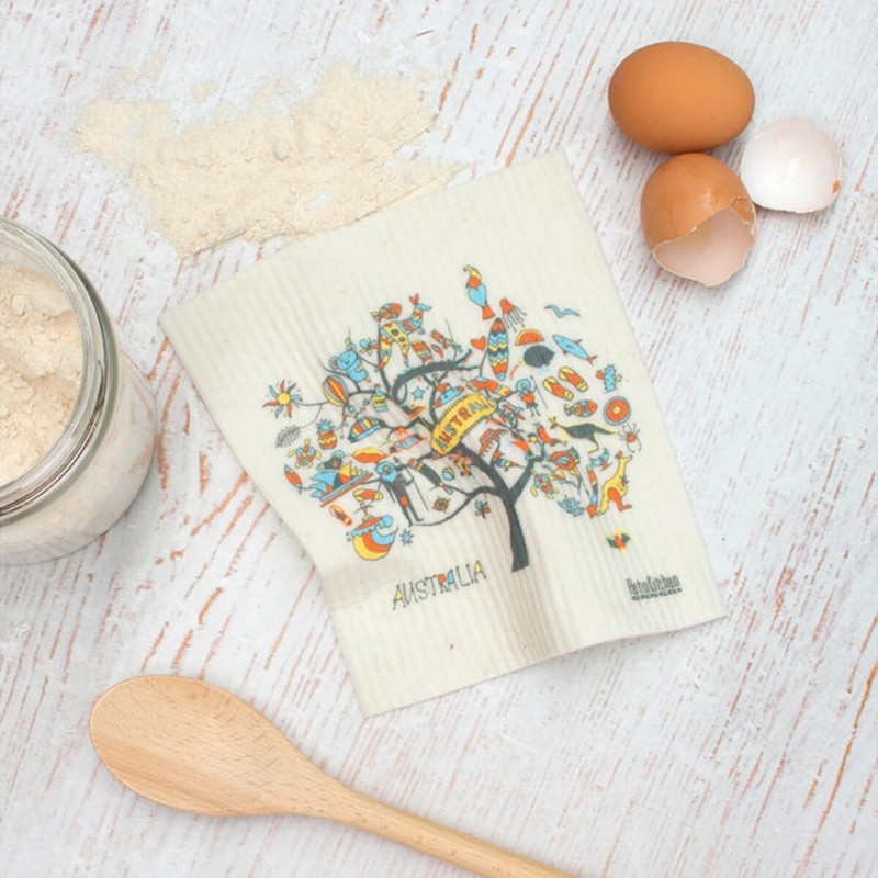 Retro Kitchen Compostable Sponge Cloth - Australia, 1 Cloth