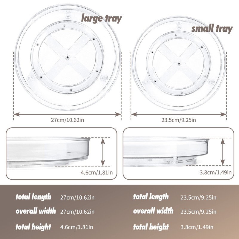 Spesh 2 Pcs Lazy Susan Turntable 360° Rotating Cupboard Organizers