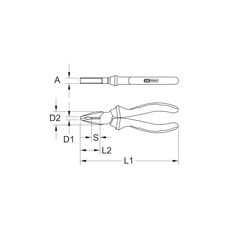 KS Tools 117.1112 ERGOTORQUE VDE combination pliers, 175mm