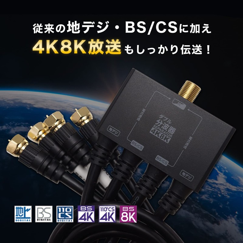 Horic AWE-654BK Antenna Double Waveper, 4K Broadcasting (3224MHz)/BS/CS/Terrestrial Digit/CATV Compatible),