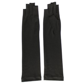 GlovesDEPO Organic Cotton UV Gloves, Semi-Long Type, Luoyang Dye, Mother's Day, Gift, Present, Arm Cover, Stylish, Cute, Cute, Black