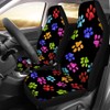 Buybai Car Seat Cover Colorful Paw Print Front Seat Covers