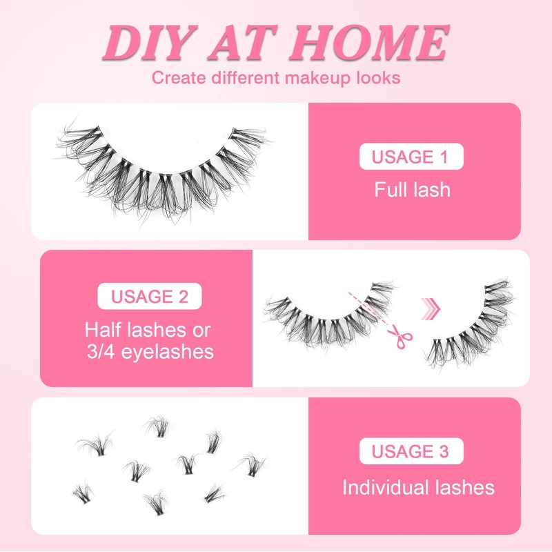 Parriparri Eyelashes, Natural Look, Fluffy False Eyelashes, Clear Band, 7