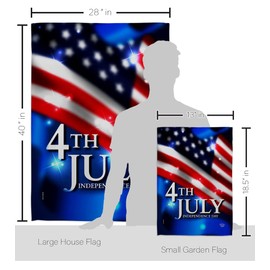 Ornament Collection July 4th Garden House Flag Kit Patriotic Fourth of Independence Day Fireworks BBQ United State American Decoration Banner Small Yard Gift Double-Sided, Made in USA