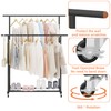Calmootey Double Rod Clothing Garment Rack,Rolling Hanging Clothes Rack,Portable Clothes