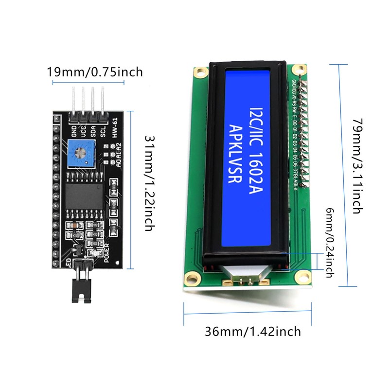 APKLVSR LCD I2C IIC Display Module, 16 x 2 Character
