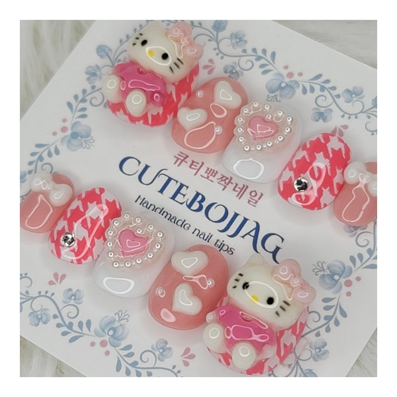 Hello Meow Handmade Nail Tips - Oval / 안녕야옹 수제네일팁