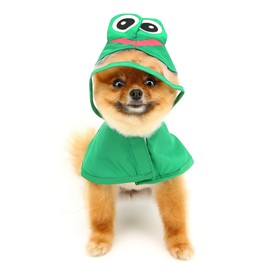 SMALLLEE_LUCKY_STORE Cute Frog Dog Raincoat with Clear Hood and Harness Hole Adjustable Waterproof Rain Jacket for Small Medium Large Dogs Boy Girl Reflective Pet Poncho, Green, M