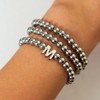 Impurain Silver Initial Cute A-Z Stretch Bead Stackable Bracelet with