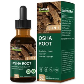 DetoxenNATURE OSHA Root Extract Drops for Respiratory Health Support with Mullein Thyme. Herbal Supplement for Immune Support with Licorice Root Elderflower. 2 oz