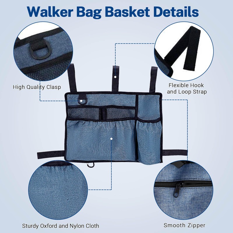 Senior's Walker Bag, Walker Baskets for Rolling Folding Walker, Walker