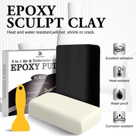 Epoxy Putty - 12oz 2 Part Strong Formula, Ceramic Repair for Cracks, Filling & Epoxy Sculpt - for Metal, Concrete, Plastic, Ceramics - Fast, Durable Concrete Crack Repair & Plumbers Putty (Black)