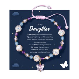 LAVEIR Daughter Gifts from Mom or Dad, Little Girls Butterfly Crystal Bracelets Jewelry, Daughter Birthday Stocking Stuffers Christmas Valentine's Day Graduation Gifts for Kids Tween Girls