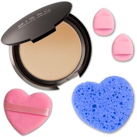 Kit de maquillaje y exfoliación – Polvo compacto Bissú + 1 Almohadilla de terciopelo mediano + 2 Almohadillas de dedos + 1 esponja exfoliante facial (12 Softan)