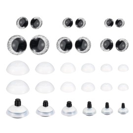 PATIKIL 14-30mm Flash Safety Eyes, 34 Set Doll Eyes with Washers Soft Buttons Realistic Colorful Crocheting Safety Eyes for Decor Crochet Accessories Dolls Craft, Silver