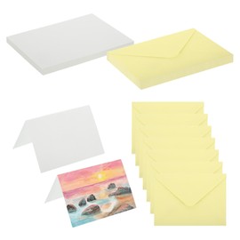 PATIKIL 5x7 Inch Pure Cotton Watercolor Cards, 25 Sets Postcards with Envelopes 140lb/300 GSM for Art Painting Creative Thank Notes, Yellow