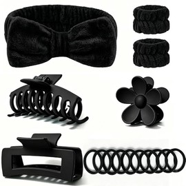 Set Spoottool de 16 piezas en negro: diadema, muñequeras, 3 pinzas y 10 gomas de algodón