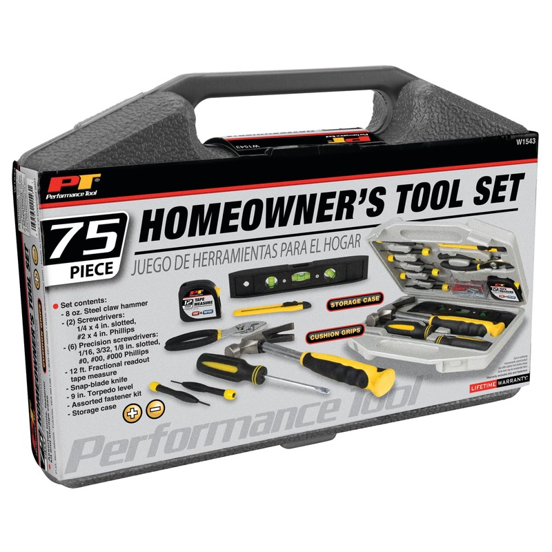 Performance Tool W1543 75-Piece Homeowners Tool Set