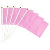 25 Pack Pink Stick Flags,Hand Held Small Mini DIY Solid