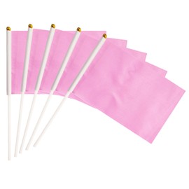 25 Pack Pink Stick Flags,Hand Held Small Mini DIY Solid Flag On Stick,8.2x5.5 Inch Outdoor Decoration,Party Decorations,Supplies for Parades, Festival Events Celebration