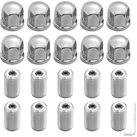 8Pcs Lug Nuts with Adapter for 19.5” 10 Lug Wheel Simulator, Fits Ford 2005-2021 F450/F550