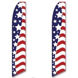 2 (two) Pack Tall Swooper Flags USA America American Stars Stripes