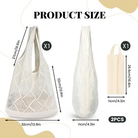 FZSECRIU 1 x beach bag + 1 x cosmetic bag, beach bag, women's small beach bag, crocheted bag, beach bag, White