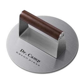 Dr.Camp 7 INCH Stainless Steel Smash,Burger Press,Burger Smasher,Hamburger Press,Patty Smasher, Meat Press, Bacon Press, Grill Press with Wood Handle (HT-B-7005)
