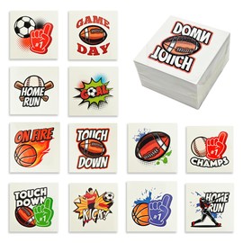 Playbees Sports Tattoos - 144 Pack - Assorted Goofy Sports Designs Tattoos - 2 Inches - Easy to Apply, Water-Based Ink - Sports Party Favors, Bag Stuffers, Fun Gifts - Safe for Kids, Ages 5+