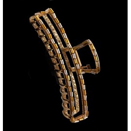 ALET USA 24k Gold Hair Clamp Claw - Embellished Glass Beads (Gold and Silver)