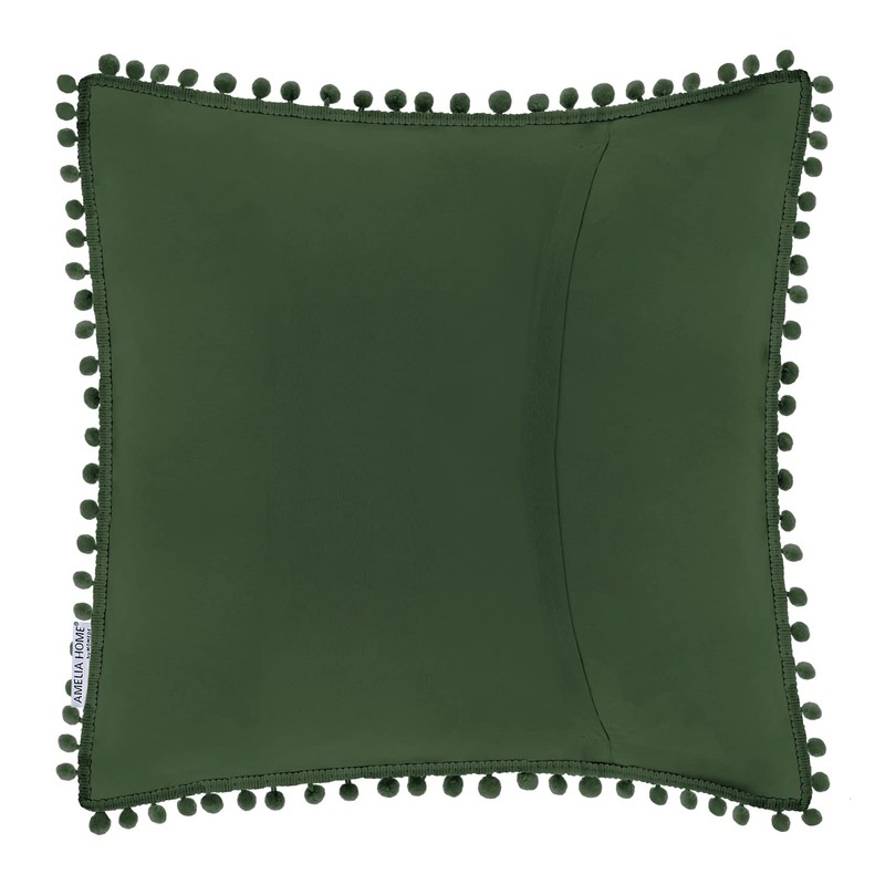AmeliaHome Meadore 2 Cushion Covers with Pompoms Double-Sided Ultrasonic Quilting