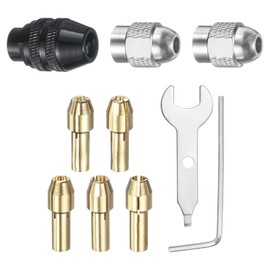 HARFINGTON 10pcs Drill Chuck Collet Set 0.8/2/2.4/3/3.2mm Mini Electric Grinder Quick Change Replacement Drilling Tool for Rotary Tools with 485 Brass Collet Metal Nut