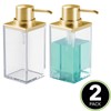 mDesign Rectangle Plastic Refillable Liquid Soap Dispenser Pump Bottle for