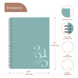Riley's Planner 2024-2025 Academic Year, 18-Month Classic Weekly Planner - Timeless Weekly & Monthly Agenda Planner, Durable Cover, Notes Pages, Twin-Wire Binding (8.5 x 11 inch, Green)