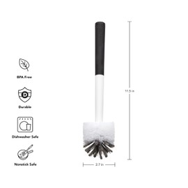 KitchenAid Narrow Neck Bottle Brush for Travel Mugs, Water Bottles, Vases, and More, Non Slip Comfort Grip Handle, Black/White