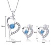 AMIGUO Women Love Heart Pendant Necklace Earrings Set, Sterling Silver