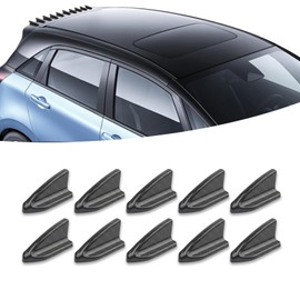UGSHY 10 PCS Car Small Shark Fin Decorative Antenna, 2.06" x 0.9" x 0.86" Air Vortex Generator Diffuser Spoiler Antenna, Self-Adhesive Roof Wing Trim Accessory, Universal for Car (Carbon Fiber Black)